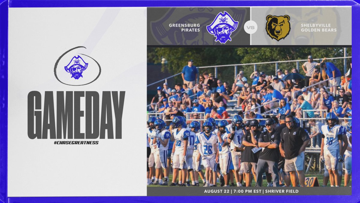 #PiratesNation 🏴‍☠️🏴‍☠️it’s GAMEDAY! Come out to Shriver Field for a 7:00pm start as your Greensburg Pirates take on the Shelbyville Golden Bears at HOME! We need a PACKED AND LOUD crowd tonight as we have our Teacher Appreciation Night and kick off the 2025 Season! #ChaseGreatness