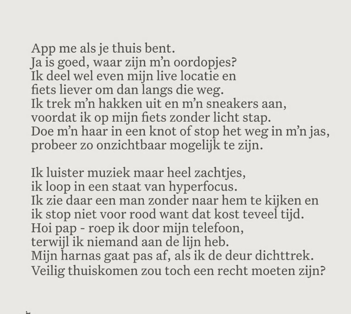Veilig thuiskomen #rechtopdenacht