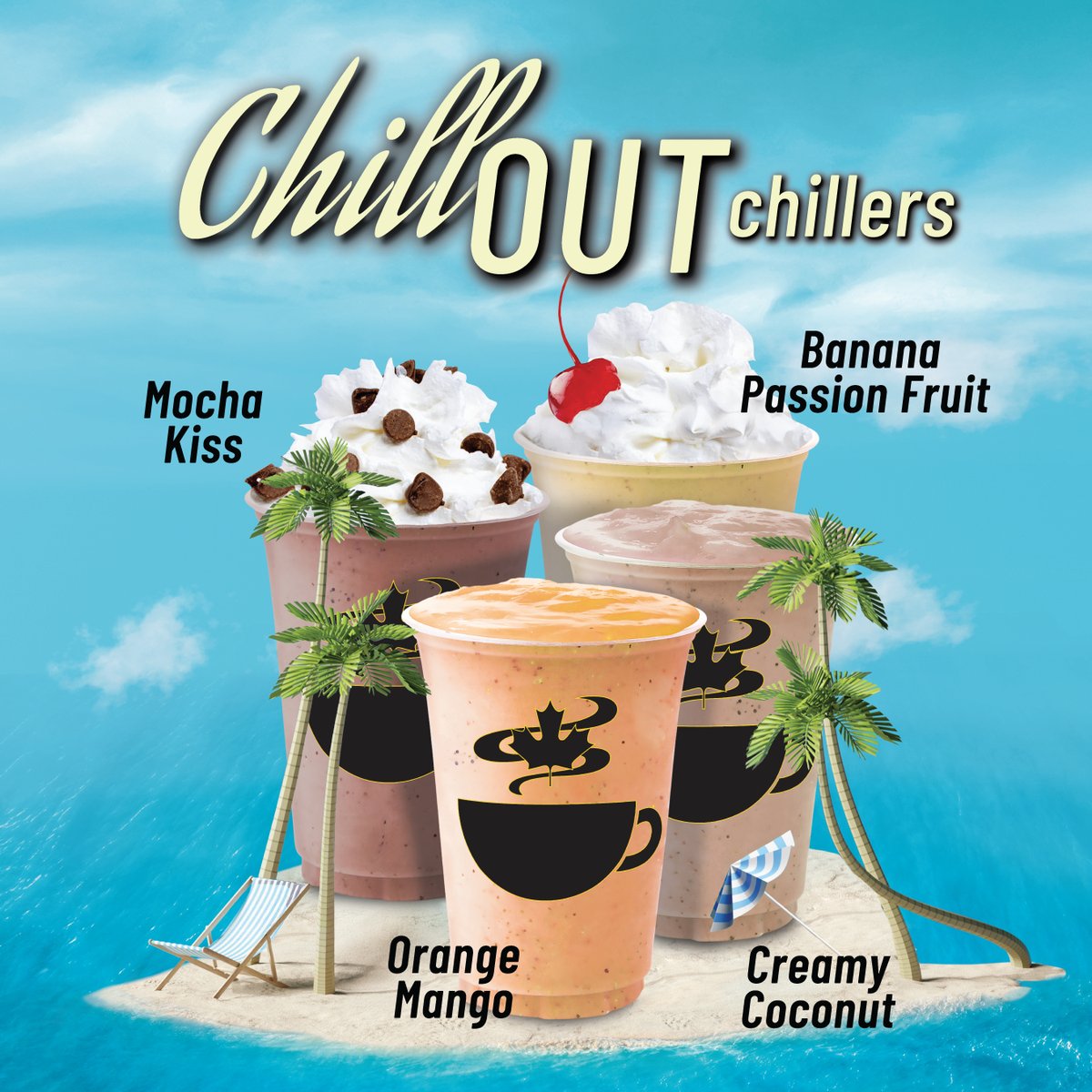 Only a few days left of our LTO Chill Out summer chillers! We can't wait to see you at your favorite #SecondCupGlobal #cafe!  #MochaKiss #BananaPassionFruit #OrangeMango #CreamyCoconut