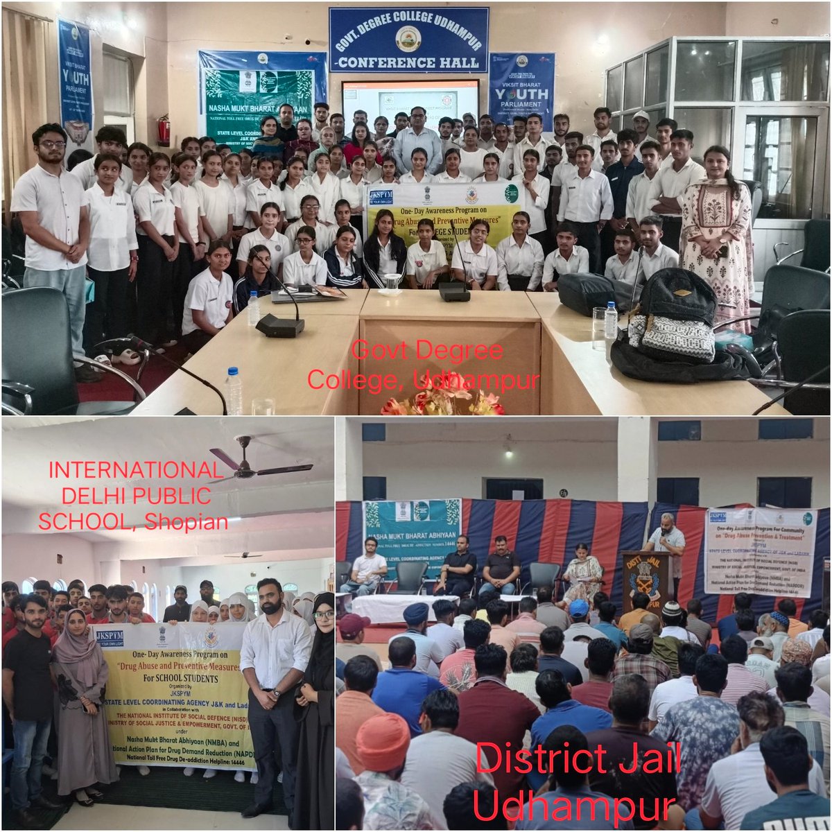 JKSPYM_NGO (@jkslca) on Twitter photo SLCA J&K and Ladakh organized today a series of 1-day awareness programs at GDC Udhampur, Intrnl. DPS, Shopian and community program for Jail inmates at Dist. Jail Udhampur in collab. with <a href="/MSJEGOI/">Ministry of Social Justice & Empowerment, GOI</a> <a href="/NISD_India/">National Institute of Social Defence (NISD)</a> <a href="/NMBA_MSJE/">Nasha Mukt Bharat Abhiyaan</a>. SLCA J&K and Ladakh organized today a series of 1-day awareness programs at GDC Udhampur, Intrnl. DPS, Shopian and community program for Jail inmates at Dist. Jail Udhampur in collab. with <a href="/MSJEGOI/">Ministry of Social Justice & Empowerment, GOI</a> <a href="/NISD_India/">National Institute of Social Defence (NISD)</a> <a href="/NMBA_MSJE/">Nasha Mukt Bharat Abhiyaan</a>.