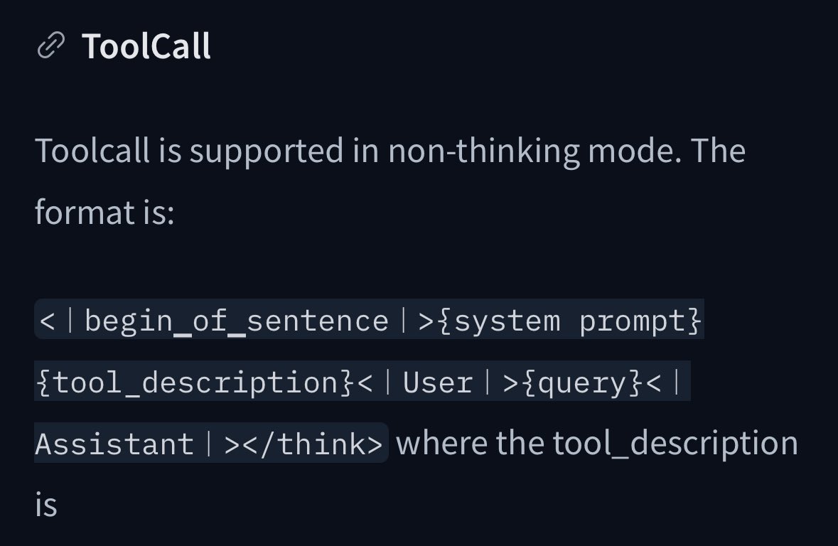 DeepSeek trained its agentic coder as a non reasoner.

There is a reason Anthropic evaluated Opus 4.1 without thinking on SweBench, Claude Code has thinking off by default and Qwen released Qwen Coder for Qwen code as a non reasoner.

We do not need reasoning for Agentic Coding.