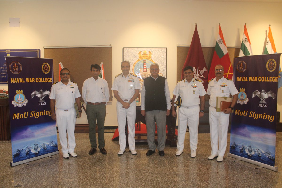 NAVAL WAR COLLEGE (@innwc) on Twitter photo RAdm Arjun Dev Nair, Cmdt <a href="/InNwc/">NAVAL WAR COLLEGE</a> & Prof Shailesh Nayak, Dir <a href="/NIAS_India/">NIAS Bengaluru India</a> signed an MoU to foster synergy in security studies - enabling faculty exchange, joint research & resource sharing for excellence in #ProfessionalMilitaryEducation. RAdm Arjun Dev Nair, Cmdt <a href="/InNwc/">NAVAL WAR COLLEGE</a> & Prof Shailesh Nayak, Dir <a href="/NIAS_India/">NIAS Bengaluru India</a> signed an MoU to foster synergy in security studies - enabling faculty exchange, joint research & resource sharing for excellence in #ProfessionalMilitaryEducation.