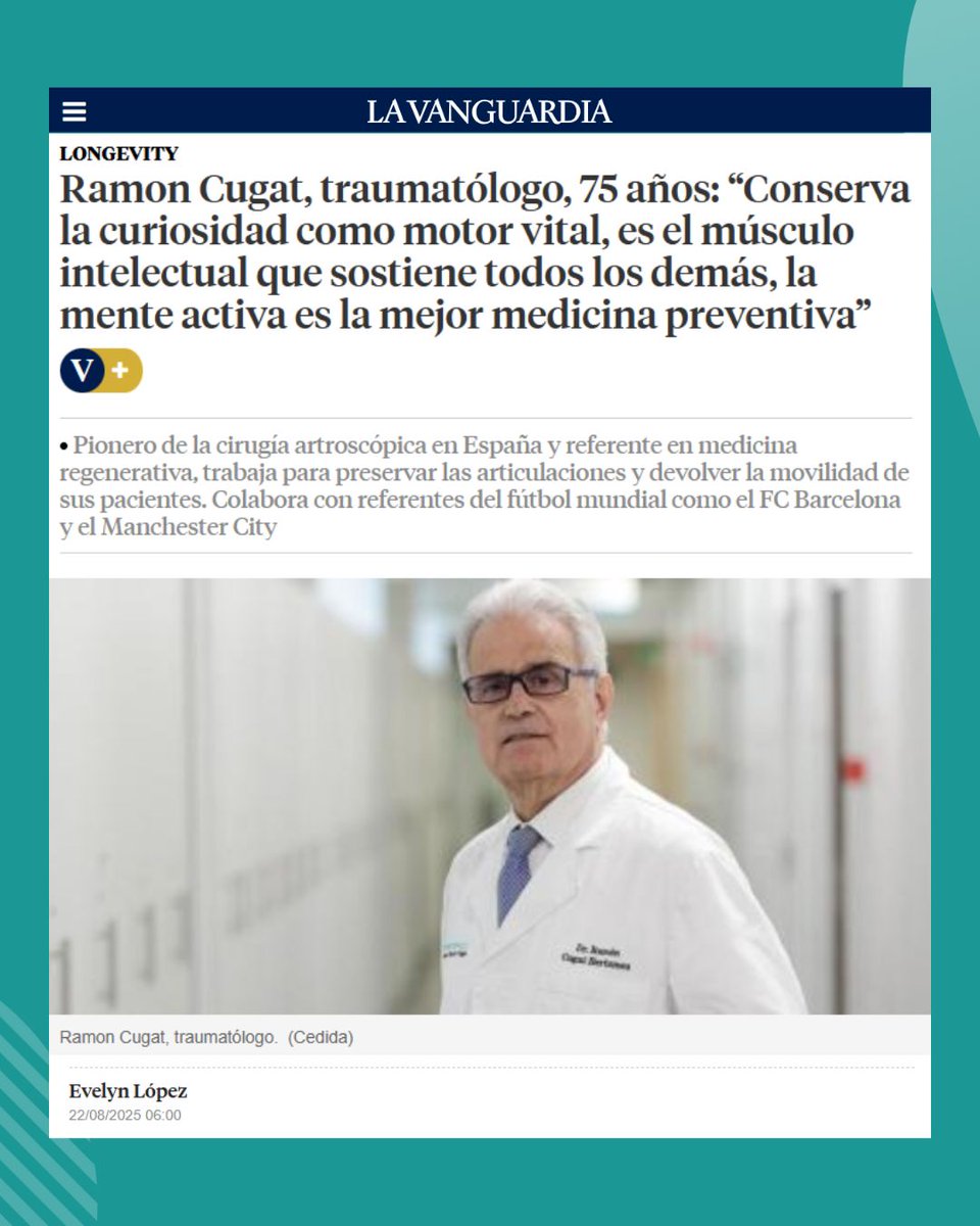 Instituto Cugat (@institutocugat) on Twitter photo 🗞️ “Aspiro a que mi equipo me supere en conocimientos y destrezas; porque el legado más valioso no son las cirugías que uno realiza, sino el conocimiento que deja en las manos de las próximas generaciones”. | <a href="/LaVanguardia/">La Vanguardia</a>
🔗 Entrevista completa: lavanguardia.com/vivo/longevity… 🗞️ “Aspiro a que mi equipo me supere en conocimientos y destrezas; porque el legado más valioso no son las cirugías que uno realiza, sino el conocimiento que deja en las manos de las próximas generaciones”. | <a href="/LaVanguardia/">La Vanguardia</a>
🔗 Entrevista completa: lavanguardia.com/vivo/longevity…