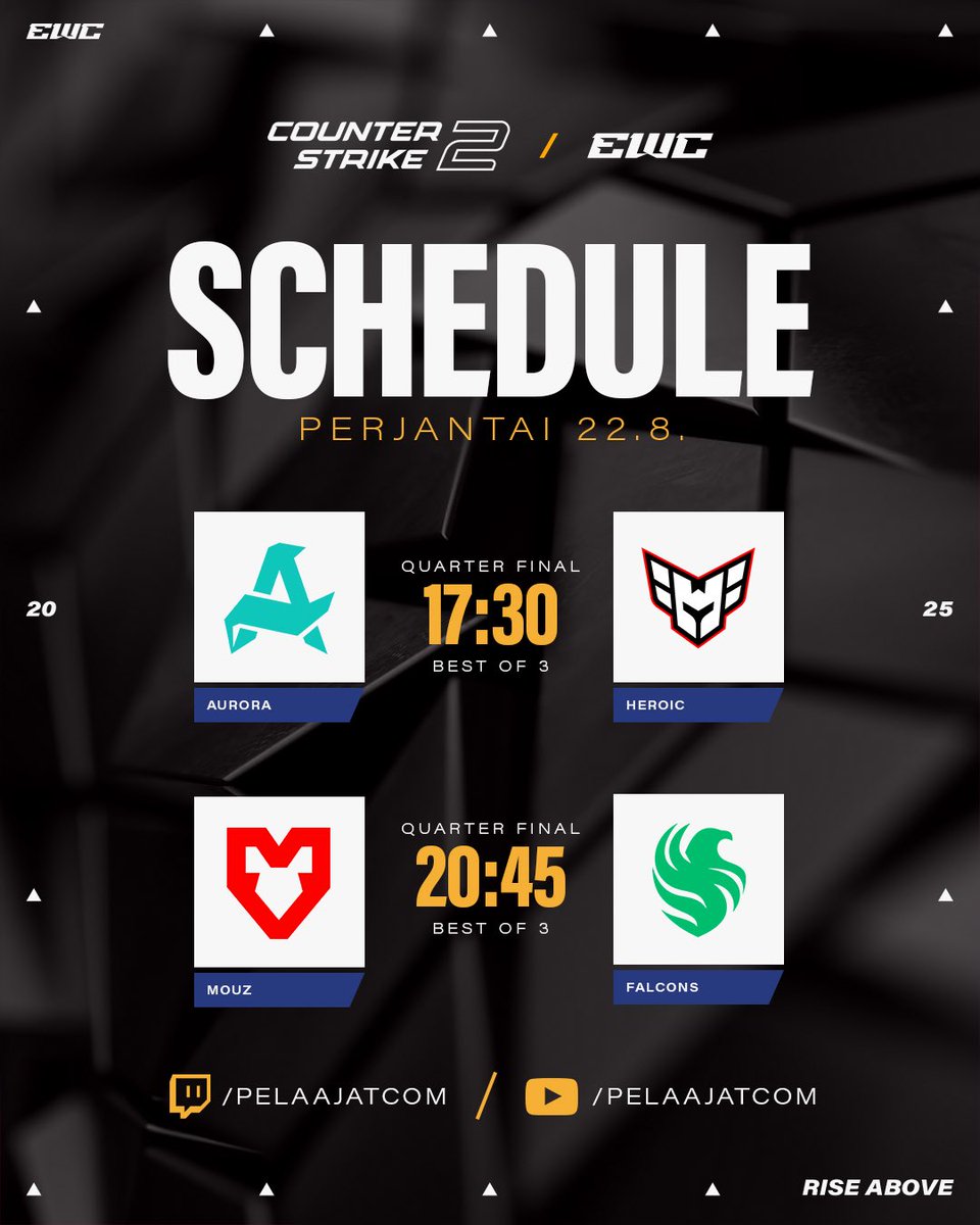 Pelaajat.com (@pelaajatcom) on Twitter photo 🙌Illan kruunaa MOUZ vs Falcons
⏰17:30
📺twitch.tv/pelaajatcom & Pelcom-tube
🎤 <a href="/Oonraimo/">Aleksi Takkinen</a> & <a href="/SamppaCS2/">Samu Kylmälä</a>
👉Lue ennakko: pelaajat.com/uutiset/ennakk…
#esportsfi #counterstrike #EWC 🙌Illan kruunaa MOUZ vs Falcons
⏰17:30
📺twitch.tv/pelaajatcom & Pelcom-tube
🎤 <a href="/Oonraimo/">Aleksi Takkinen</a> & <a href="/SamppaCS2/">Samu Kylmälä</a>
👉Lue ennakko: pelaajat.com/uutiset/ennakk…
#esportsfi #counterstrike #EWC