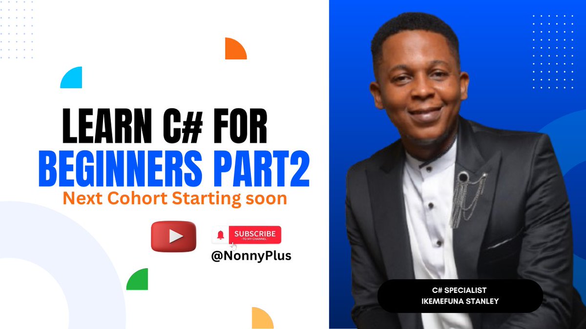 nonnimoni's tweet image. 🚀 Exciting News!
I’ve just completed Part 1 of my C# Programming Course on YouTube, and I’ll be starting Part 2 (Next Cohort) very soon! 🎉
👉 Subscribe here: youtube.com/@NonnyPlus
Let’s code and grow together 💻🔥
#CSharp #CodingBeginners #LearnProgramming
