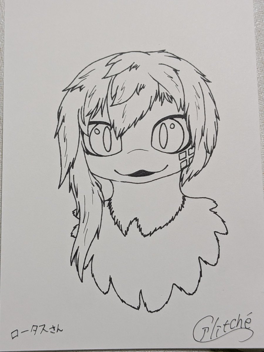 ミニもふで会ったロータスさん描いたのに投稿してなかった！
難しかったけど上手く線画出来た