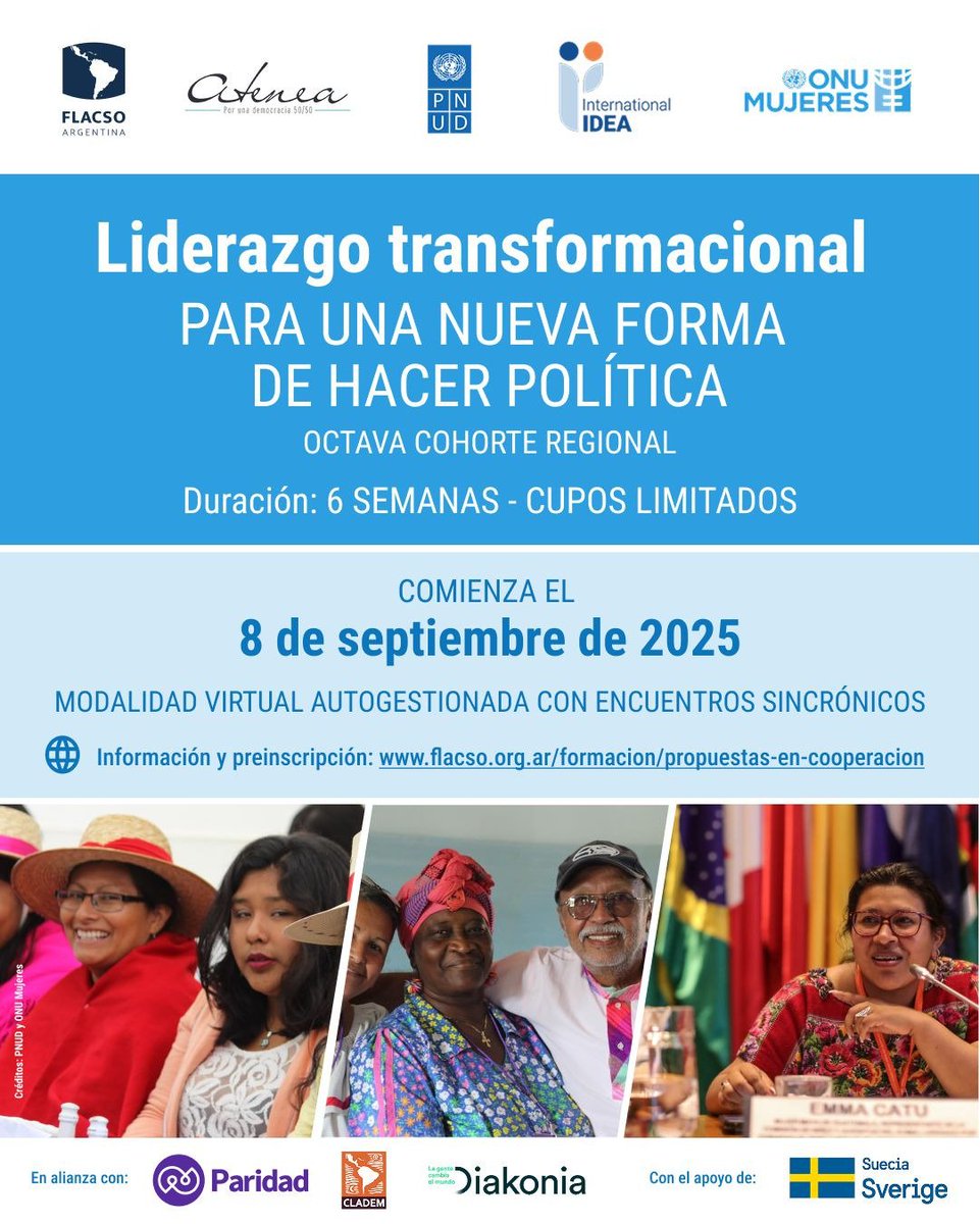 📢Este #curso #virtual contribuye a la formación política de las mujeres en América Latina, promoviendo liderazgos con perspectiva de género que permitan el avance de políticas, normas y acciones para el cierre de brechas en todos los ámbitos.

¡Súmate! Inicia el 8 de septiembre!