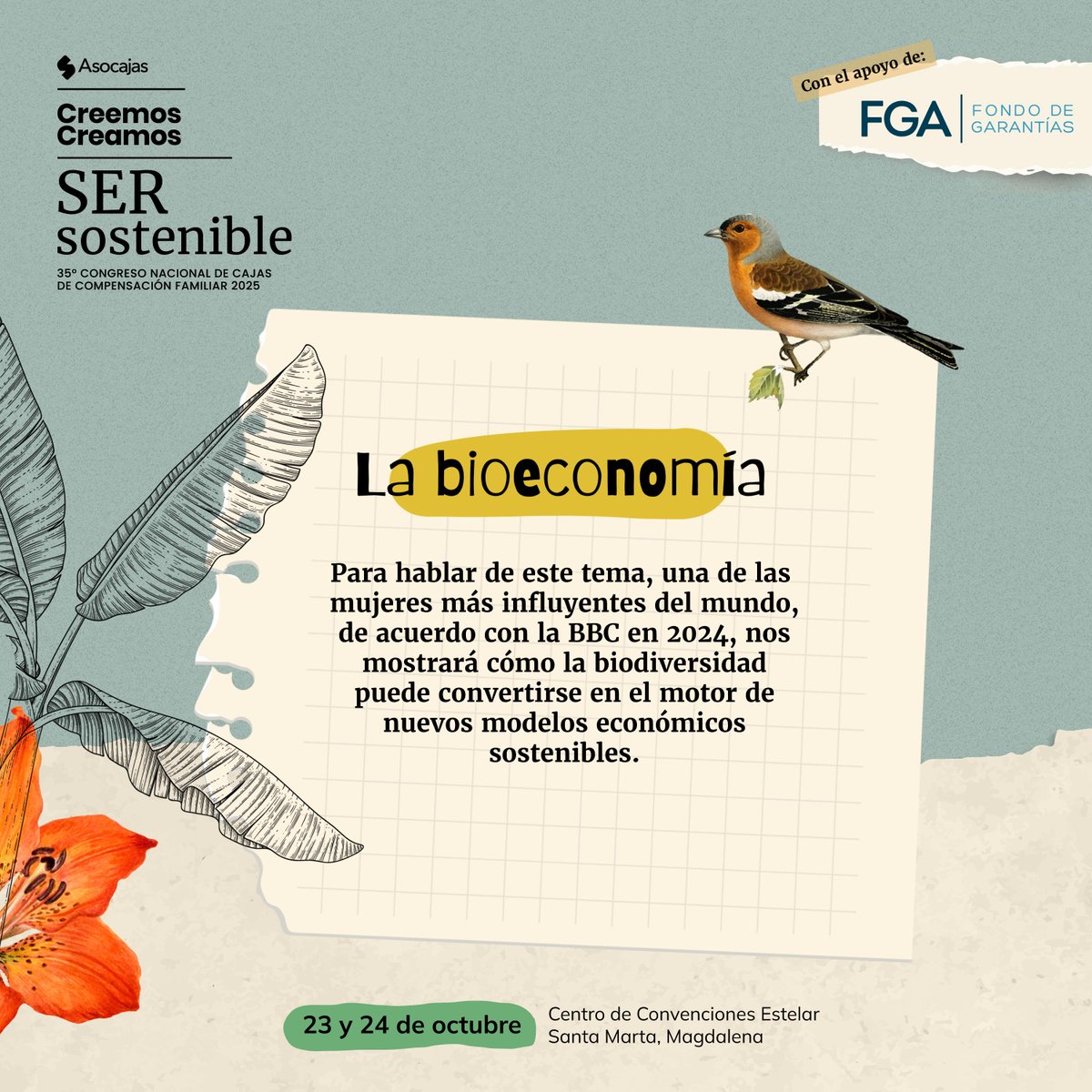 La bioeconomía nos enseña que la biodiversidad no es solo naturaleza: es innovación, cultura y futuro.
En el Congreso Asocajas 2025, Brigitte Baptiste <a href="/brigittelgb/">Brigitte Baptiste-Ballera</a> compartirá cómo este modelo puede generar transformaciones reales que impulsan el bienestar social y la