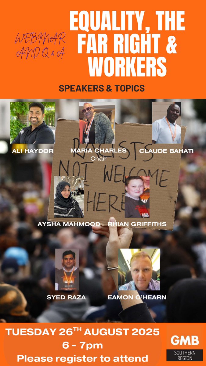 Join us next Tuesday evening for a fascinating Webinar hosted by our Regional Equality Forum on the rise of the Far Right and how this affects our members at work.

Register here: events.teams.microsoft.com/event/1502a8ae…