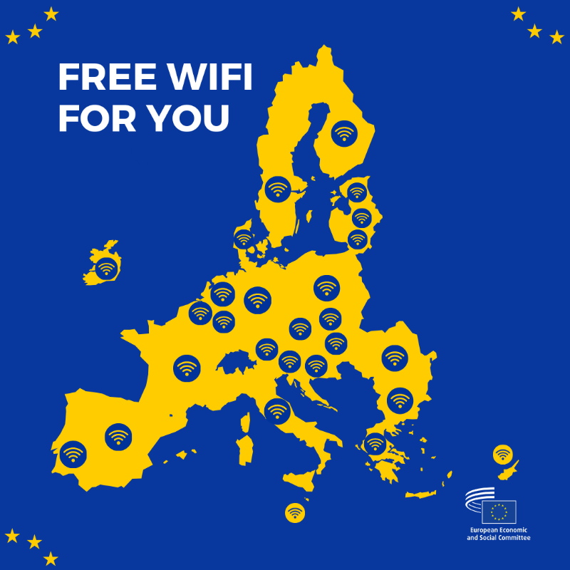 EU_EESC's tweet photo. Eager to post your holiday memories but struggling to connect?
No worries, thanks to the #WiFi4EU initiative more than 90,000 access points are available in the EU, where you can connect in many public spaces:
🇪🇺 at no cost;
🇪🇺 without data tracking;
🇪🇺 without ads.
@DigitalEU