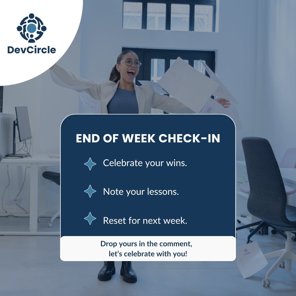 devcircleuk's tweet image. The week is wrapping up, and before diving into the weekend, here’s a quick reflection ritual:

What’s one win you’re celebrating this week?
What’s one lesson you’re carrying forward?

Drop yours in the comments . Let’s celebrate progress together

#DevCircleUK #BuildInfluence