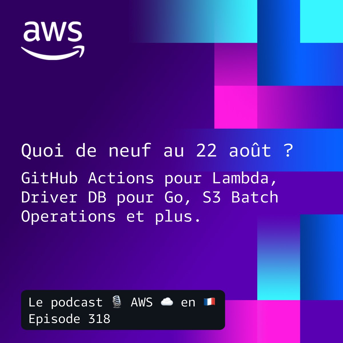 sebsto's tweet image. Nouveau le podcast 🎙 AWS ☁️ en 🇫🇷 ! 

SQS, Lambda, GitHub Actions, drivers Go... 16 minutes pour tout savoir des dernières nouveautés qui vont changer votre façon de développer sur AWS.

Écoutez maintenant 🎧 (liens 👇) 

#AWSFrance #DevOps