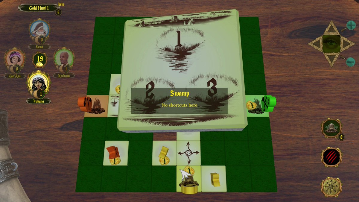 DemaalStudios's tweet image. Opening a swamp tile can delay your exploration at first, but it can later be used to hide gold or to escape from a rival. #BoardGame #IndieGame #tabletopgaming
