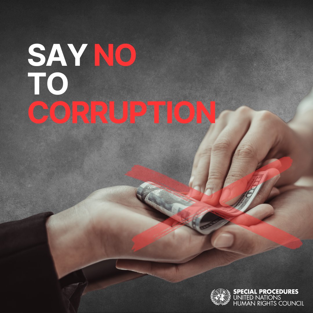 UN Special Procedures (@un_spexperts) on Twitter photo UN experts call on States parties to the UN Convention against Corruption to ensure civil society participation in anti-corruption efforts ahead of the 11th UNCAC Conference of States Parties.
ohchr.org/en/press-relea… UN experts call on States parties to the UN Convention against Corruption to ensure civil society participation in anti-corruption efforts ahead of the 11th UNCAC Conference of States Parties.
ohchr.org/en/press-relea…
