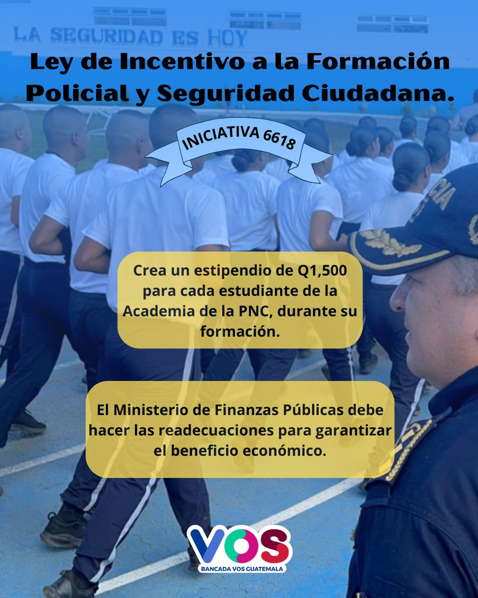 Bancada Vos (@bancadavos) on Twitter photo #Iniciativa6618, para crear un estipendio de Q1,500 para los estudiantes de la Academia de la <a href="/PNCdeGuatemala/">PNC de Guatemala</a> ¡Vamos a lograr el apoyo para los aspirantes a agente de la PNC! ¡lo merecen! 👏🏼🇬🇹 #Iniciativa6618, para crear un estipendio de Q1,500 para los estudiantes de la Academia de la <a href="/PNCdeGuatemala/">PNC de Guatemala</a> ¡Vamos a lograr el apoyo para los aspirantes a agente de la PNC! ¡lo merecen! 👏🏼🇬🇹