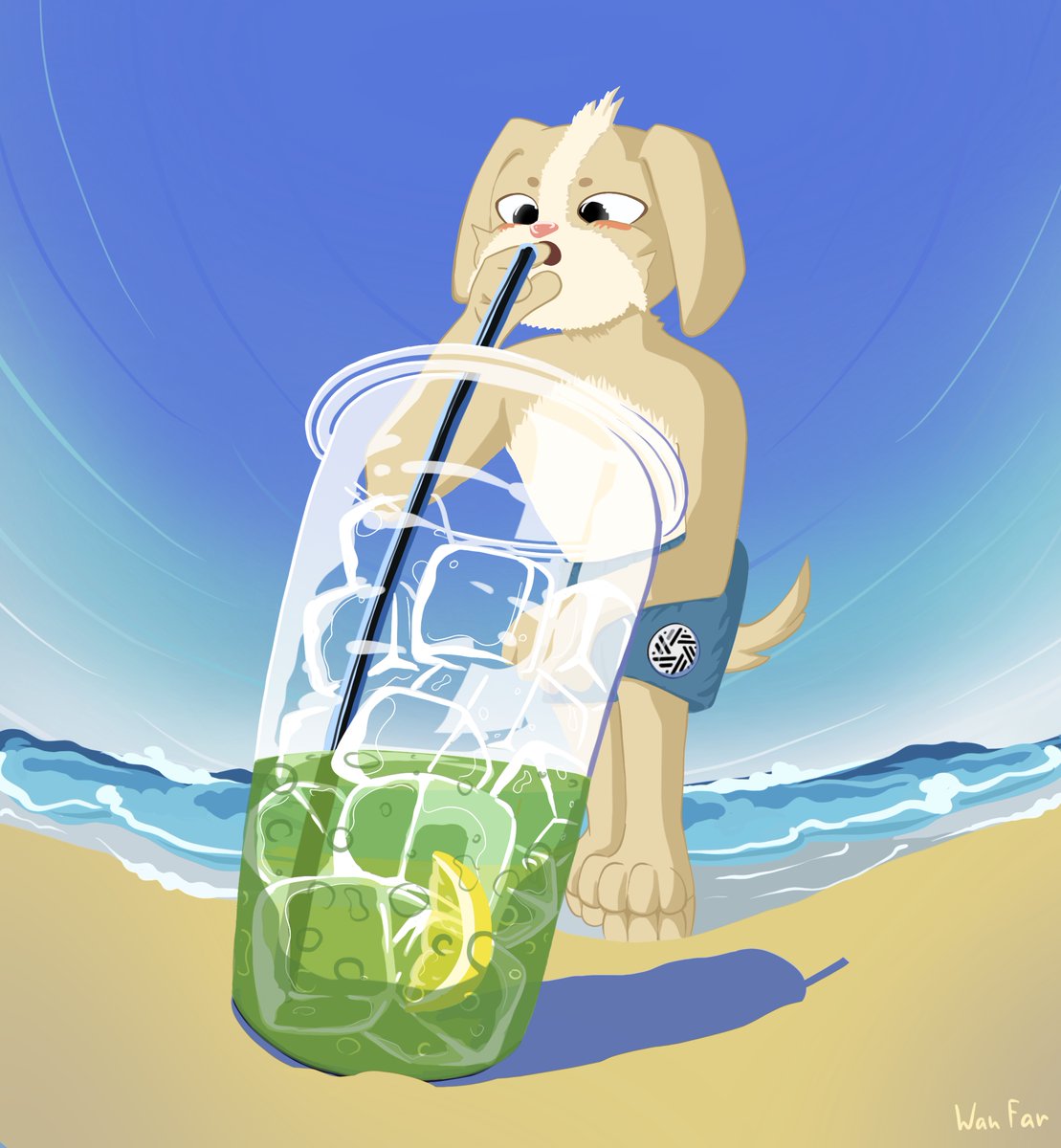 Dobby couldn’t resist a giant cup of cold mojito on the beach 🌊🍋

Discord: wanfar 
<a href="/SentientAGI/">Sentient</a> #SentientAGI #DobbySummer $SENT