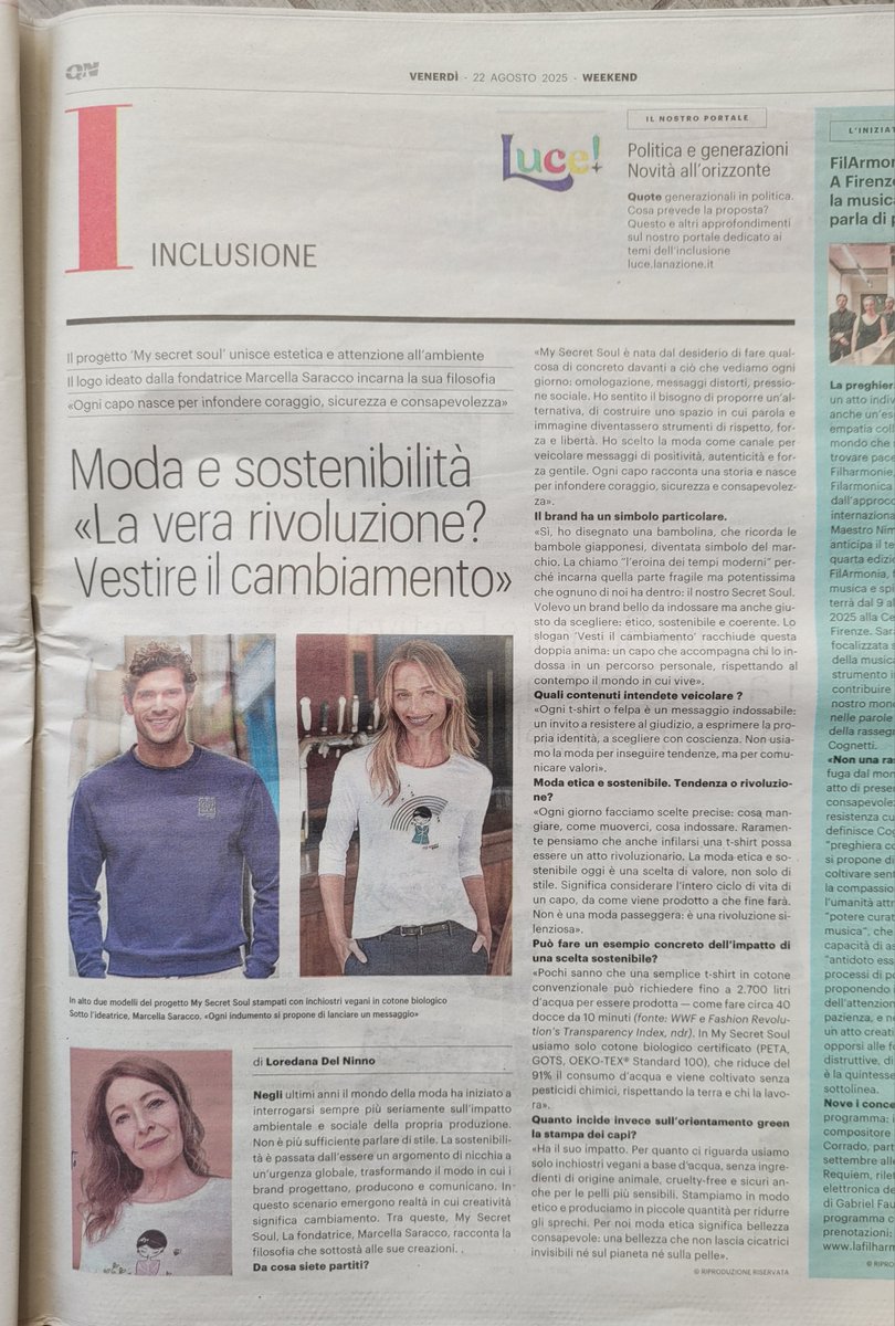 SarMarc's tweet photo. Essere su carta ha ancora un valore speciale.

Su QN – Il Resto del Carlino racconto il cuore di My Secret Soul:
grafica, moda etica, empowerment.
Un sogno che oggi si può anche sfogliare.
#MySecretSoul #ModaEtica #Empowerment #QN #IlRestoDelCarlino #VestiIlCambiamento https://t.co/P8MRA6479t