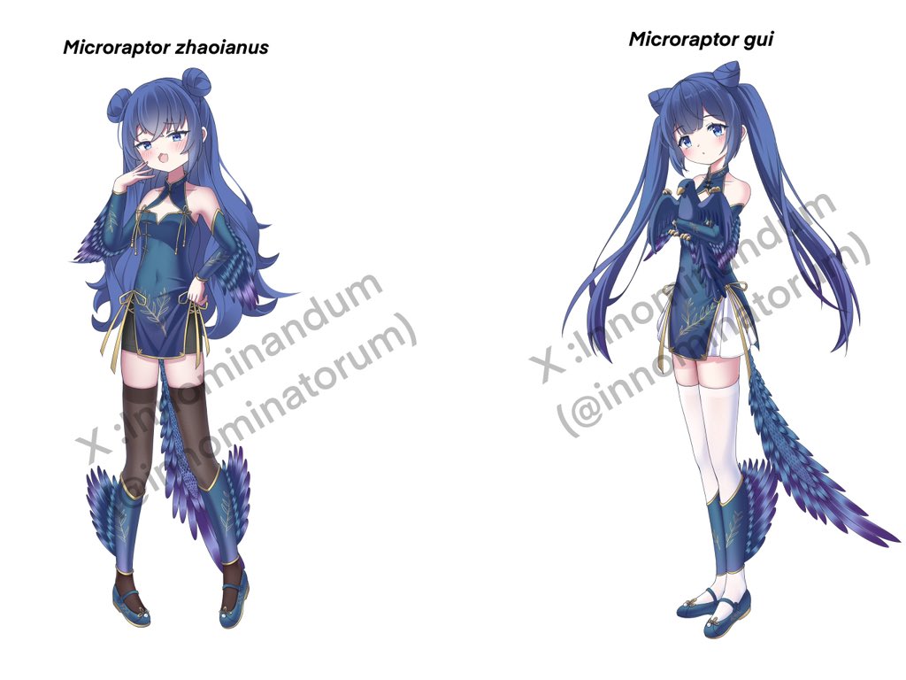 Paleogirls's tweet image. Anthropomorphic Microraptor twins in mandarin gowns! #anthropomorphism #Microraptor #恐竜娘 #OC