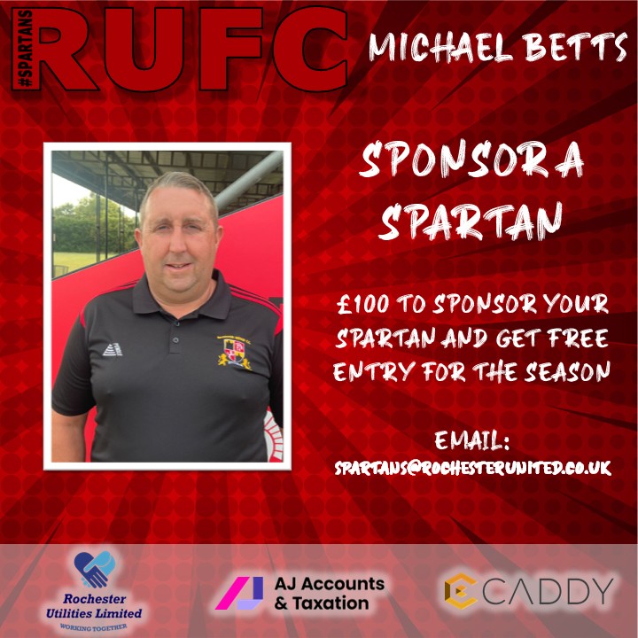 🔴⚫ INTRODUCING THE SPARTANS 🔴⚫

Here he is. The head honcho. The boss. The gaffer. The kingpin. The top dog. 

Manager Michael "Bettsy" Betts! 

SPONSOR A SPARTAN: 
rochesterunitedfc.sumupstore.com

🔴⚫ #Spartans
