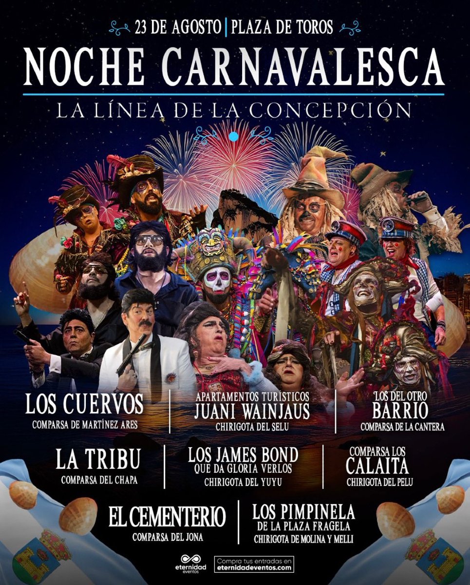 Sábado 23/08 ~ 𝐍𝐨𝐜𝐡𝐞 𝐂𝐚𝐫𝐧𝐚𝐯𝐚𝐥𝐞𝐬𝐜𝐚 🎭

📍 La Línea de la Concepción (Cádiz)
⏰ 21:00 horas 

#𝕃𝕠𝕤ℂ𝕒𝕝𝕒í𝕥𝕒 #ℕ𝕠𝕔𝕙𝕖ℂ𝕒𝕣𝕟𝕒𝕧𝕒𝕝𝕖𝕤𝕔𝕒 #𝕃𝕒𝕃í𝕟𝕖𝕒