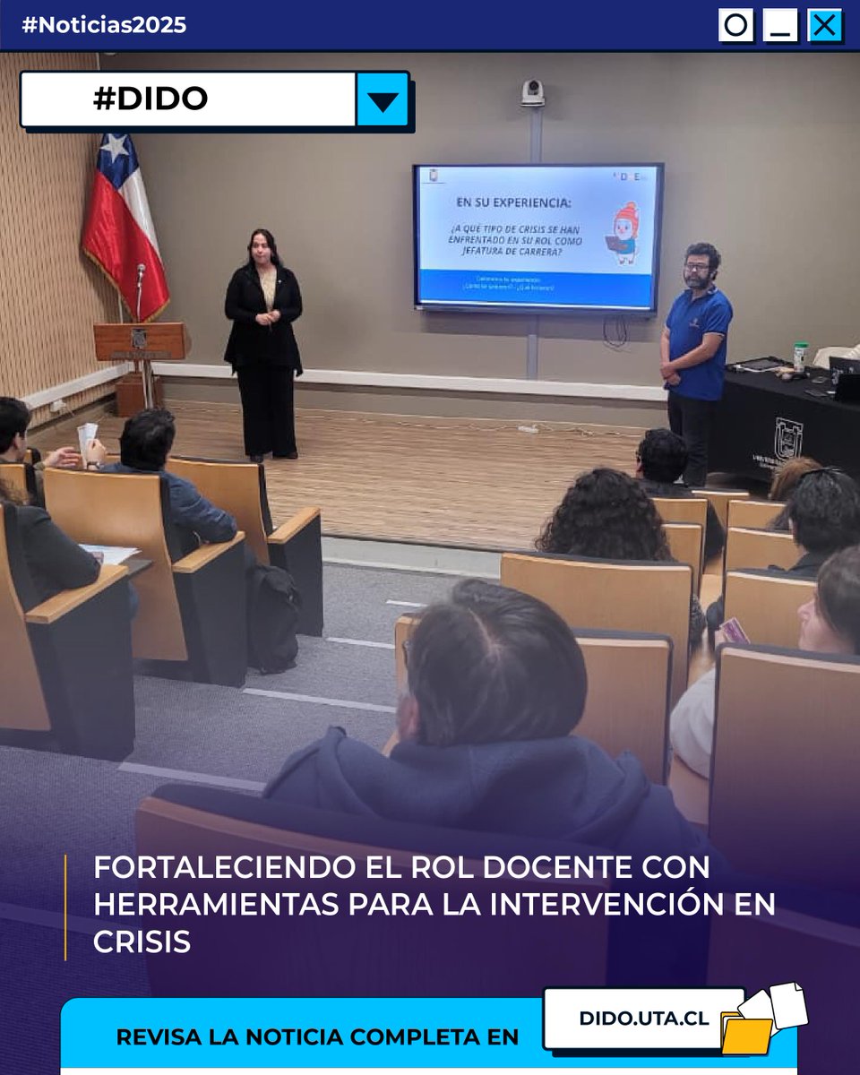 dido_uta's tweet photo. 📌 DIDO y jefaturas de carrera participaron en una capacitación en Primera Ayuda Psicológica, con apoyo del CEINPSI y la DAE, para fortalecer el acompañamiento estudiantil y el rol docente.

🔗 Nota completa: https://t.co/5pbR0Y8QdV https://t.co/rWm1IStUIO