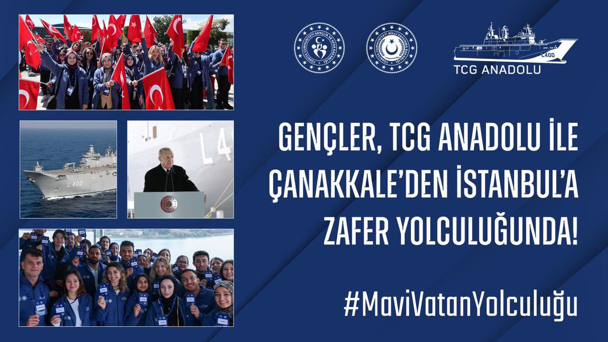 Gençler, TGC Anadolu ile Çanakkale'den İstanbul'a zafer yolculuğunda.

#MaviVatanYolculuğu