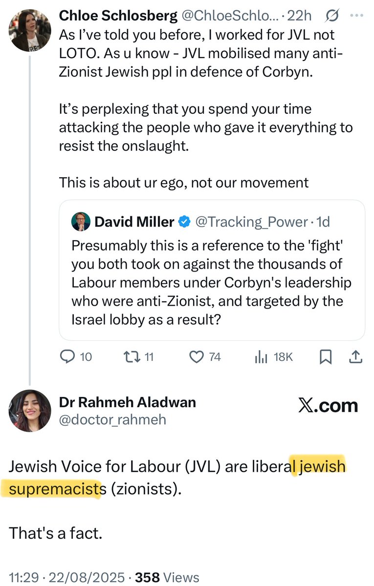 A Zionist Jew and anti-Zionist Jew walk into a bar. 

The barman says “sorry, we don’t serve Jews here”.