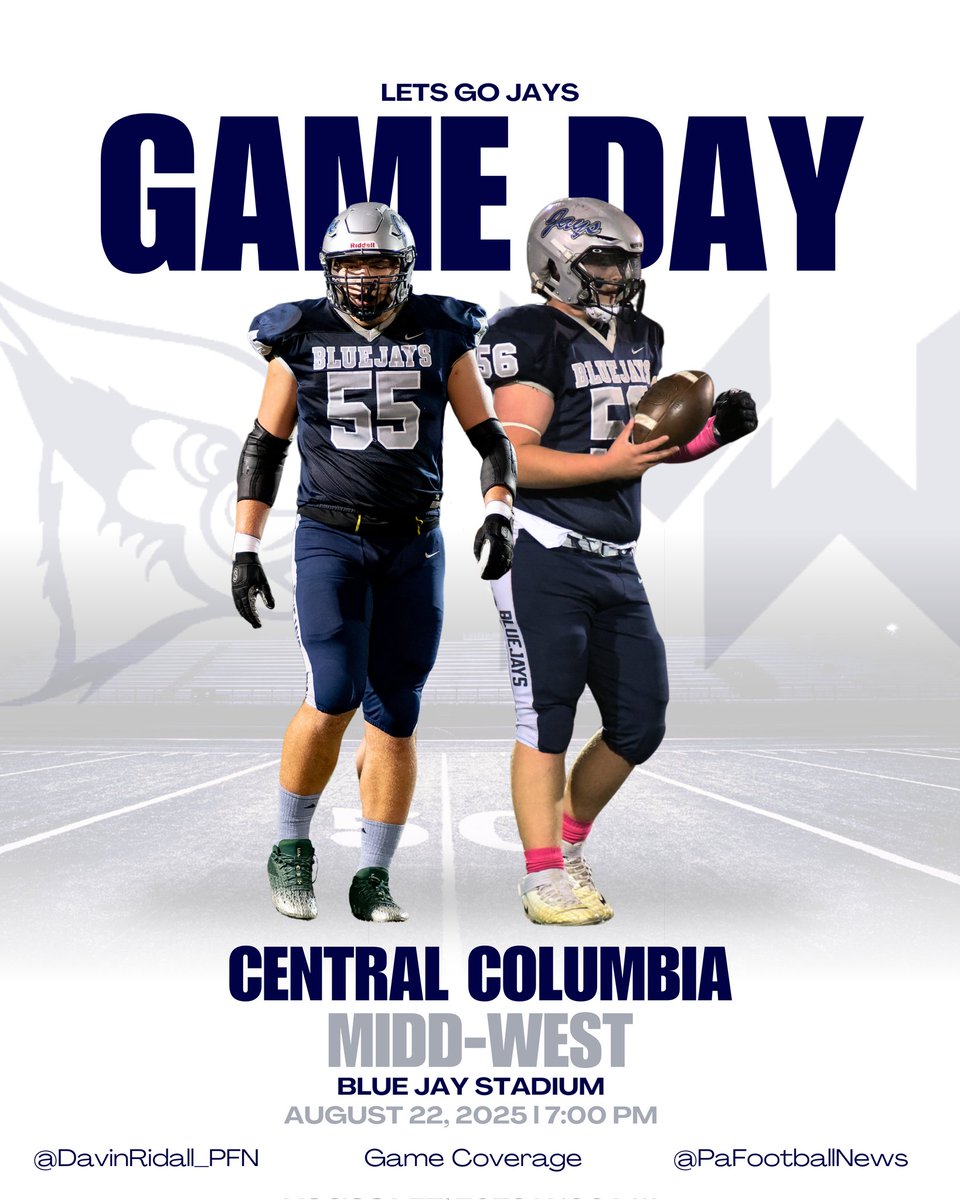 Ladies and Gentlemen, Blue Jay football is BACK! Tonight I will be in Blue Jay Stadium covering the match up between the Central Columbia Blue Jays and the Midd-West Mustangs, stay tuned for live game updates, post-game interviews, and an article later tonight.
<a href="/PaFootballNews/">Pennsylvania Football News</a>