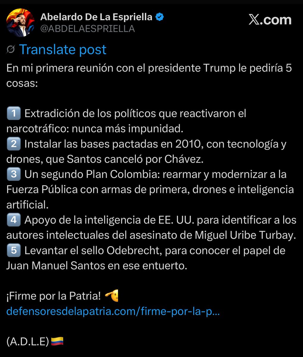 Necesario y muy importante tener en cuenta esto .
<a href="/ABDELAESPRIELLA/">Abelardo De La Espriella</a> 
👇👇👇