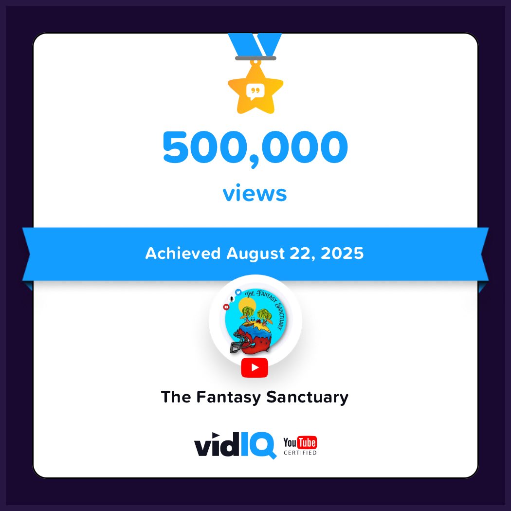 Tom Strachan (@nfl_tstrack) on Twitter photo Half a million viewsโฆ ๐คฏ
12 away from 4k subs ๐
Biggest video ever this week โ
Forever grateful to the guests who join us, the hard work of <a href="/DynastyIsland/">Rich - DynastyIsland ๐</a> & <a href="/Emo__Cowboy/">Tyler</a> and the support of <a href="/TheFFSanctuary/">The Fantasy Sanctuary</a> members.
Here comes a big ten days ๐ค Half a million viewsโฆ ๐คฏ
12 away from 4k subs ๐
Biggest video ever this week โ
Forever grateful to the guests who join us, the hard work of <a href="/DynastyIsland/">Rich - DynastyIsland ๐</a> & <a href="/Emo__Cowboy/">Tyler</a> and the support of <a href="/TheFFSanctuary/">The Fantasy Sanctuary</a> members.
Here comes a big ten days ๐ค
