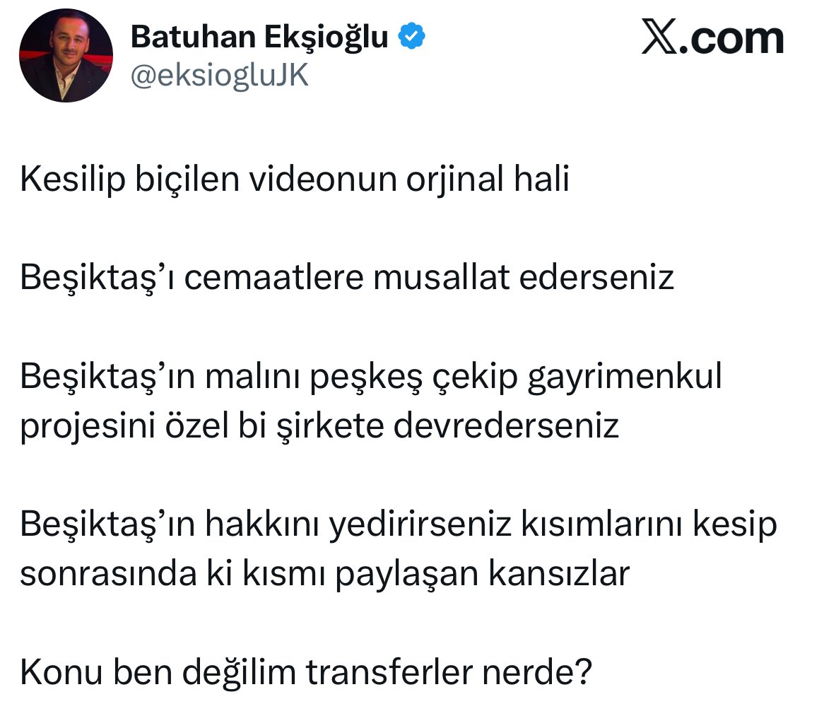 Beşiktaş’ı cemaat’e musallat ederseniz diyor kim diyor? 

Emre Uslu’nun kankası değil mi bu ? 

 Bir laf vardı, Lafa bakarım laf mı diye :)