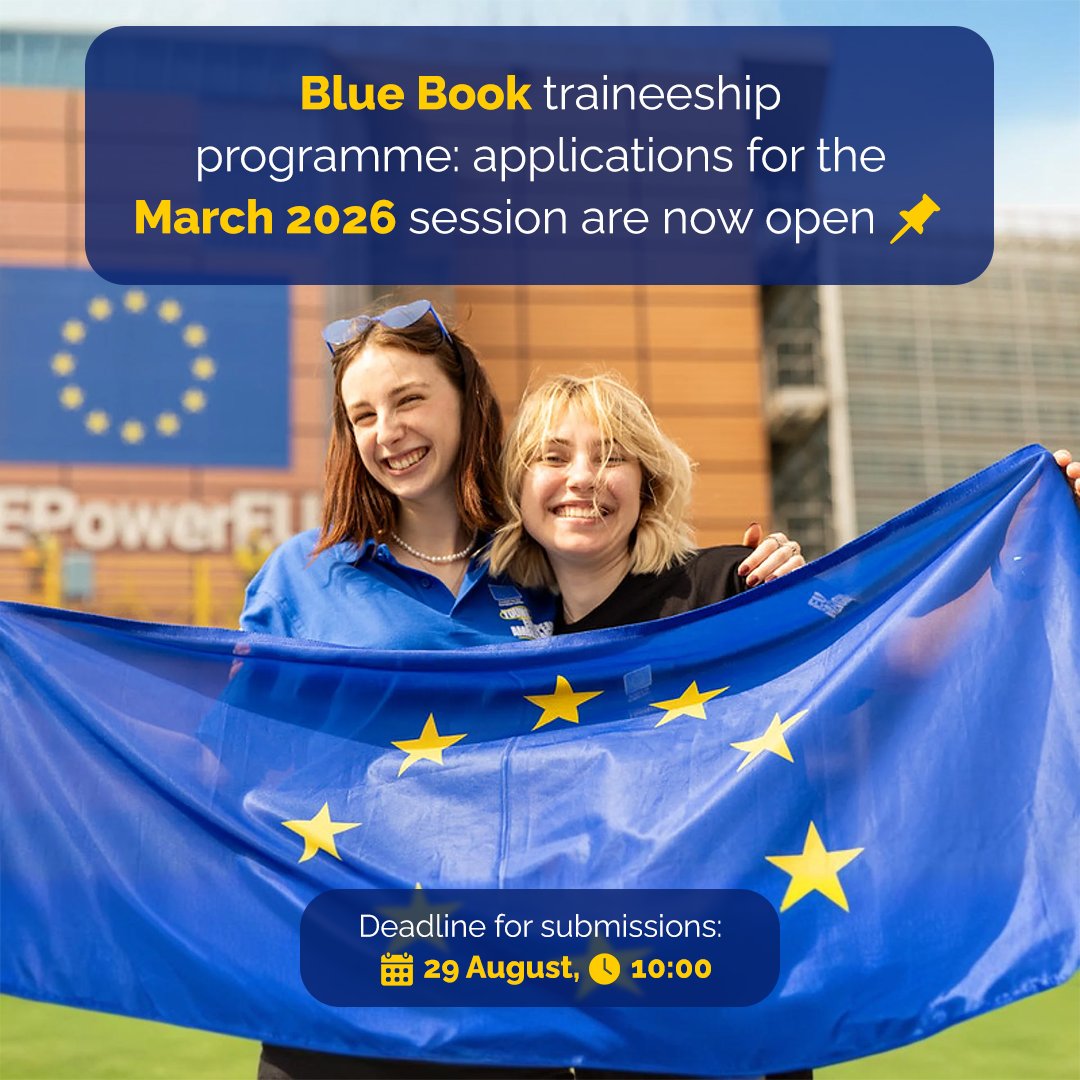🔍🇪🇺🏢 Want to discover the EU institutions from the inside?

Apply for the paid Blue Book traineeship (March 2026) at the European Commission. 1000+ spots in Brussels, Luxembourg &amp; EU Member States.

👉 Join now: shorturl.at/Wzqci