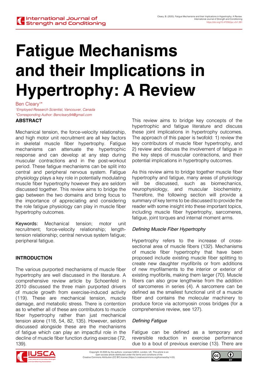 🚨Published Today🚨

Fatigue Mechanisms and their Implications in Hypertrophy: A Review

By Ben Cleary

📲Hit the link below to read the full article for 🆓🔓

journal.iusca.org/index.php/Jour…