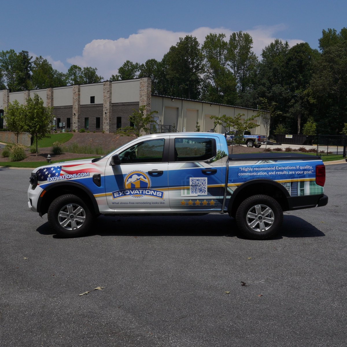 🚛 Wrapped up, rolled out, ready to remodel. If you see this truck, someone’s home is about to glow up. #EXOVATIONS #StressFreeRemodeling #Ford