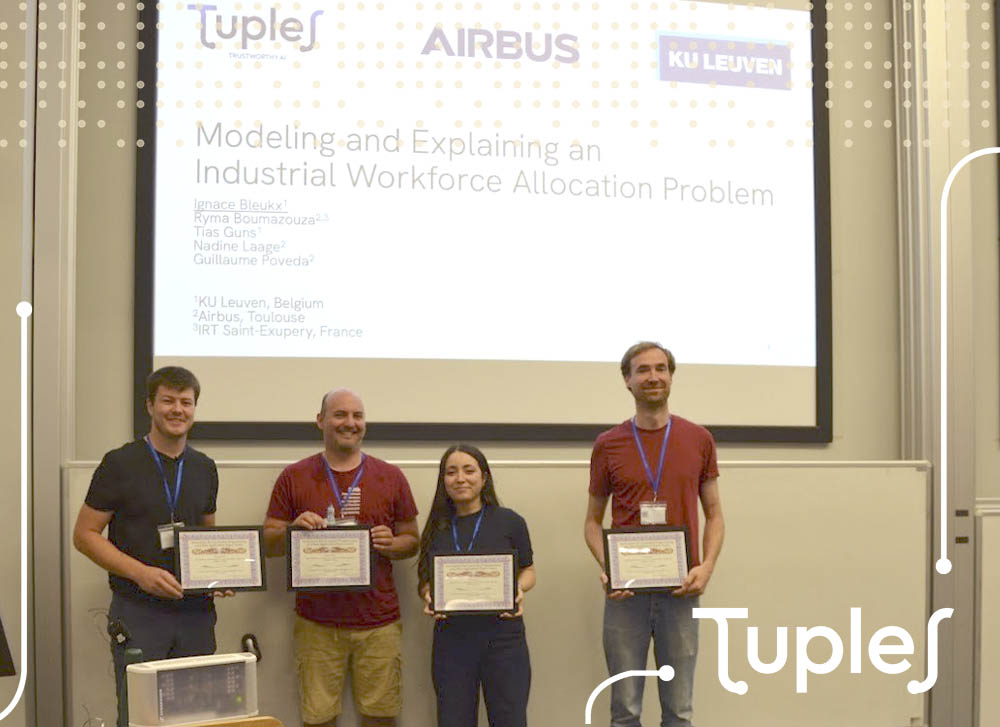 Big news for #TUPLES at #CP2025 
🏆 Best Application Paper Award for workforce scheduling in aircraft manufacturing
⚙️ New solver (Tempo) for disjunctive scheduling
🔍 Fresh insights on value heuristics
Pushing the frontier of #AI 
See here: bit.ly/3HMSIhZ