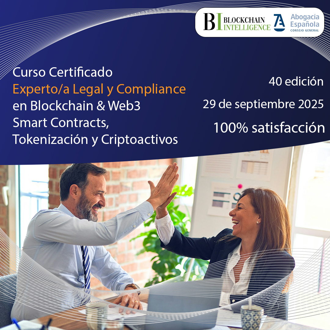 Blockchain Intelligence (BI) (@bintelligence_) on Twitter photo ¿Quieres aplicar #blockchain a casos de uso reales y asesorar a tus clientes en sus casos #cripto?
El curso "Expert@ #Legal & #Compliance en Blockchain, Smart Contracts, Tokenización y #Criptoactivos" enseña eso y mucho más.
Ven 29 septiembre: blockchainintelligence.es
<a href="/Abogacia_es/">Abogacía Española</a> ¿Quieres aplicar #blockchain a casos de uso reales y asesorar a tus clientes en sus casos #cripto?
El curso "Expert@ #Legal & #Compliance en Blockchain, Smart Contracts, Tokenización y #Criptoactivos" enseña eso y mucho más.
Ven 29 septiembre: blockchainintelligence.es
<a href="/Abogacia_es/">Abogacía Española</a>