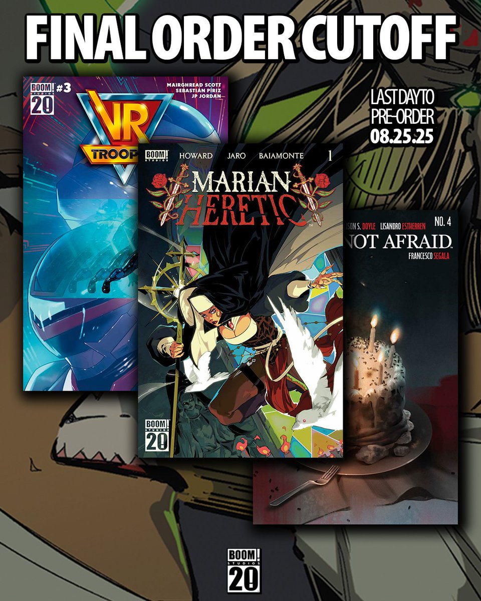 Last chance to repent--final order cutoff for the highly-anticipated MARIAN HERETIC #1 is coming this Monday, August 25th!

Be sure to add the premiere issue along with new releases VR TROOPERS #3 and BE NOT AFRAID #4, to your pull list before it’s too late!