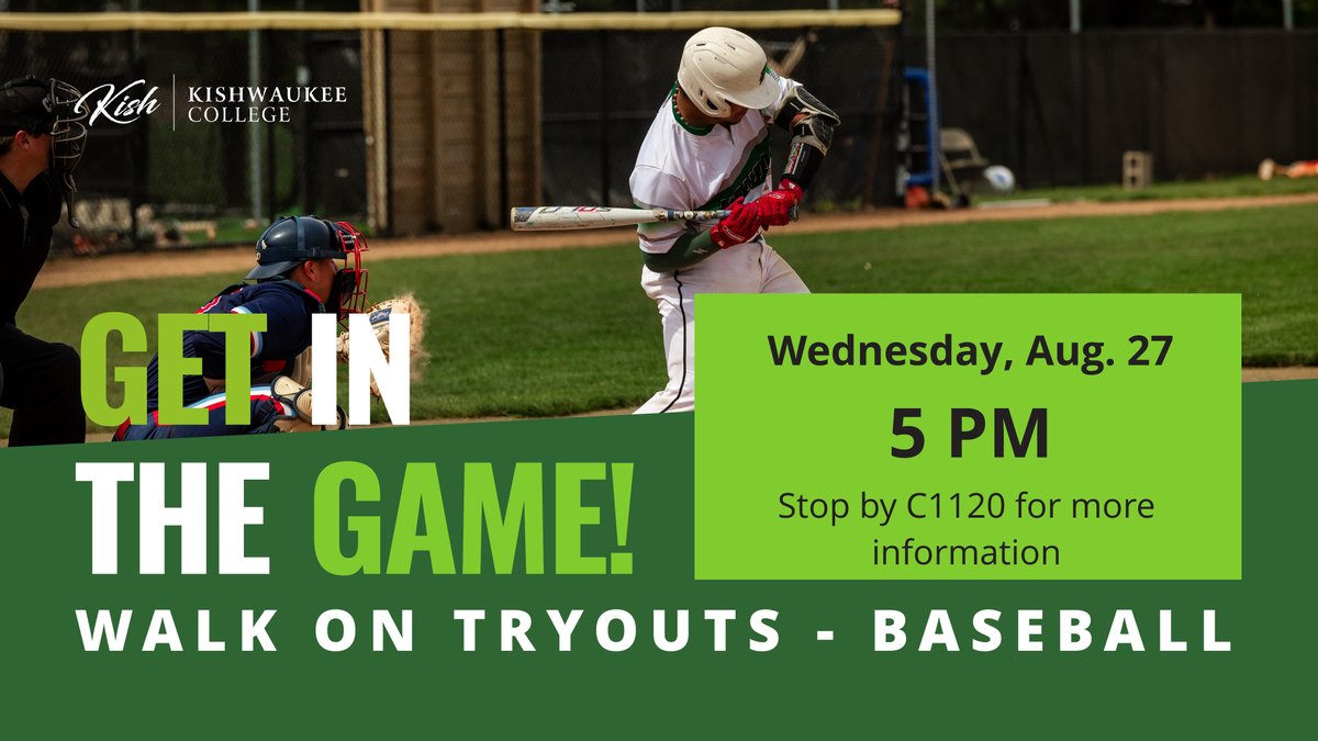 Kishwaukee College Athletics (@kougarathletics) on Twitter photo Current FA25 semester registered students, Baseball is looking to add a potential walk-on athlete this season. If interested, contact Athletic Office in C1120 on campus or email ➡️studentinvolvement@kish.edu for tryout info for Wednesday, Aug 27 at 5:00 pm ⚾️ Current FA25 semester registered students, Baseball is looking to add a potential walk-on athlete this season. If interested, contact Athletic Office in C1120 on campus or email ➡️studentinvolvement@kish.edu for tryout info for Wednesday, Aug 27 at 5:00 pm ⚾️