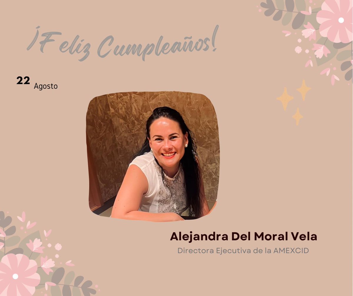 Muy estimada <a href="/AlejandraDMV/">Alejandra Del Moral</a>, en ocasión de tu cumpleaños te expreso mis más sinceras felicitaciones y deseos de que este nuevo año de vida esté lleno de salud, felicidad, satisfacciones personales y profesionales.