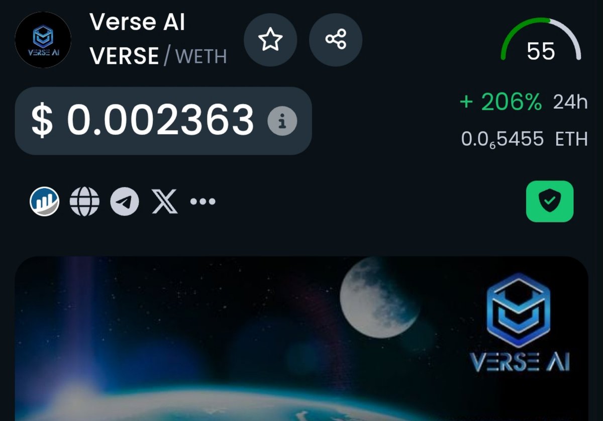 verseaiofficial's tweet photo. Dexscreener &amp; Dextools just got updated!

📊 Track $VERSE in real time:

🔗 Dexscreener: https://t.co/6Kya4txMxe
🔗 Dextools: https://t.co/36ZUaJpyQv

🚀 Stay ahead, watch the chart, catch every move! https://t.co/2T6MQYQZWG