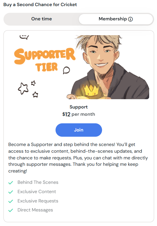 crickvol's tweet photo. new membership, "Supporter Tier" is available now. #kofi #arttwt  
https://t.co/TNwCUSPD6K https://t.co/SEDuNRqOlO