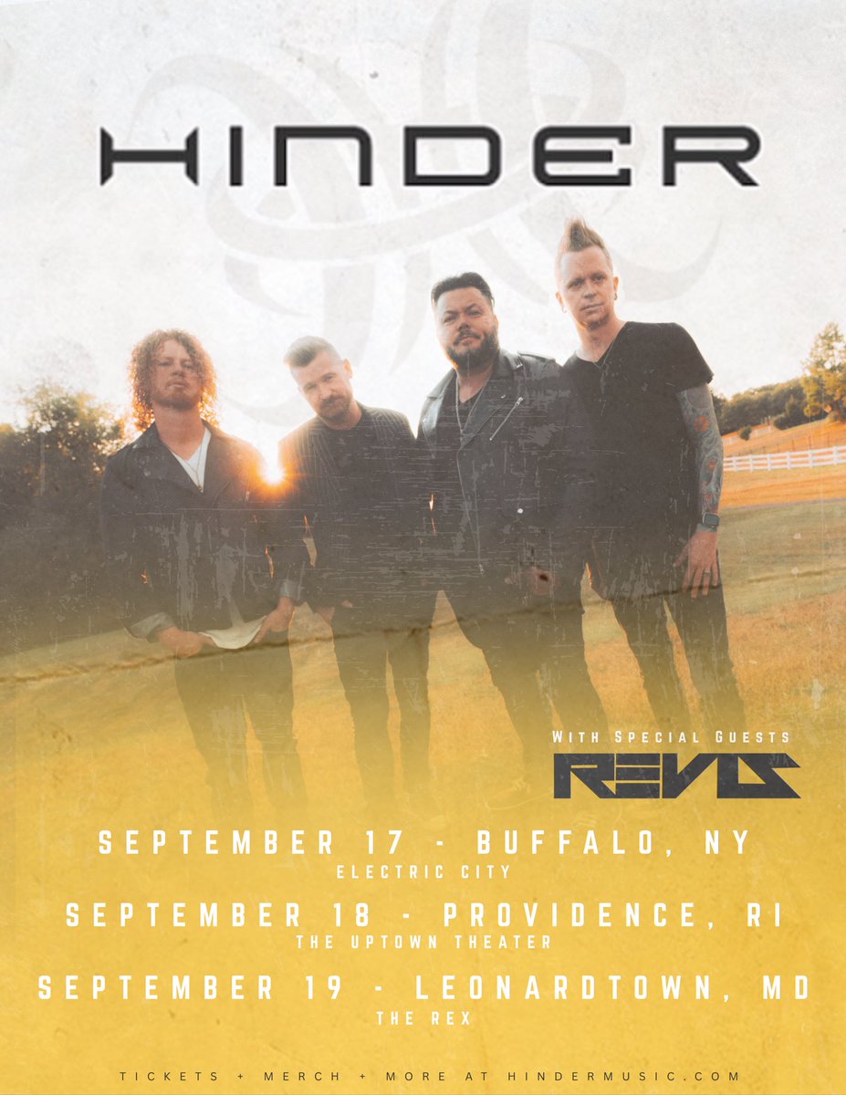 So fired up and grateful to  be supporting <a href="/hindermusic/">HINDER</a> on a run of dates this fall!! 🤘 These shows are gonna be 🔥 Let’s gooo!!  #hinder #revis #tour #livemusic #Alternativerock
