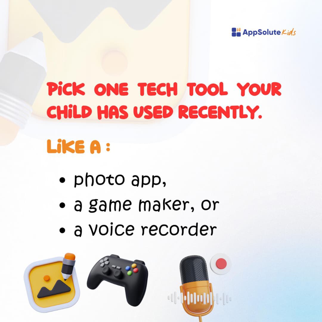 Appsolute_Kids's tweet photo. This weekend, let your kid be the tech boss. 
Ask them to teach you their favorite app. It’s fun, builds confidence, and strengthens their skills.

#appsolutekids #techforkids #digitallearning #kidsandtech #techskills #parentingtips #techfun #learningtogether #kidscancode https://t.co/C0fm66y2nF