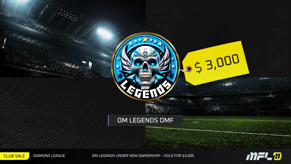 playMFL's tweet image. Movement in the Diamond League... 👀

Perennial top-flight contenders, OM Legends, sold for $3,000!

A strong legacy for the new ownership to uphold 💪