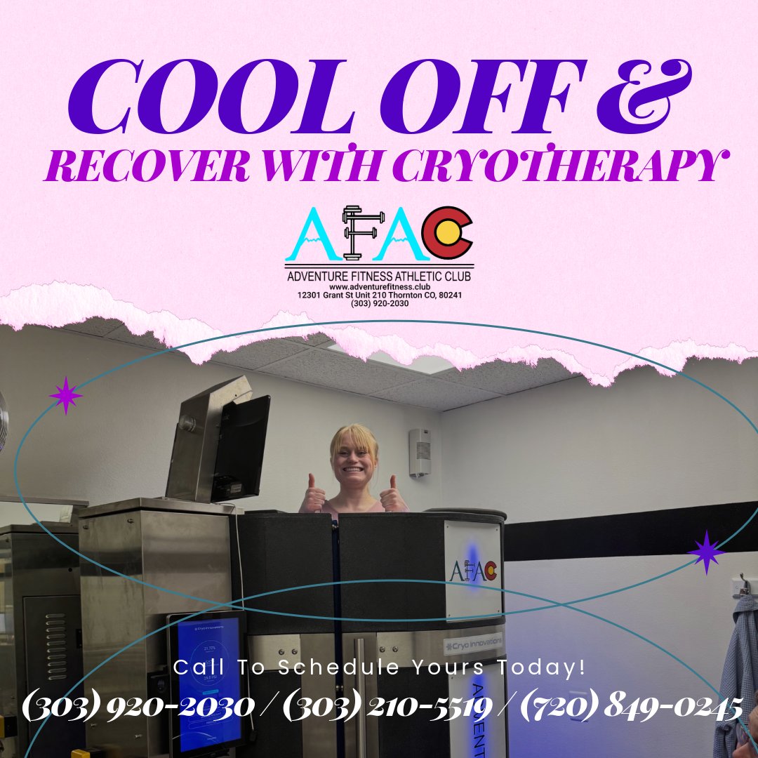 AdventureFT's tweet photo. โ๏ธ Chill out to power up! โ๏ธ Refresh, recover, and recharge with cryotherapy at AFAC. ๐ช๐ฅ Faster recovery = stronger workouts! #AFACStrong #Cryotherapy #RecoveryUnlocked #personaltraininginthornton #gymsinthorntonco https://t.co/nZBqyQGi1N