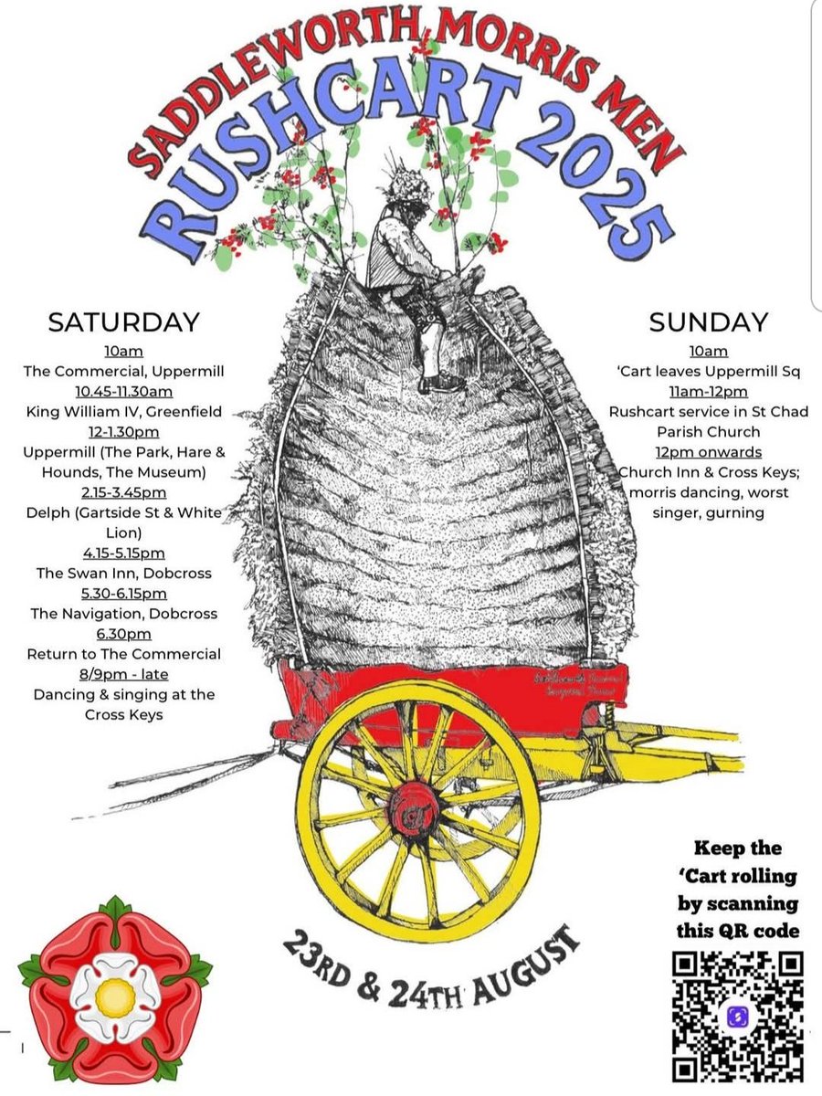 If you're up north this weekend Saddleworth Rushcart is a spectacle worth seeing.
A few of Whitchurch Morris are taking part, if you see us come and say "Hello" 😀