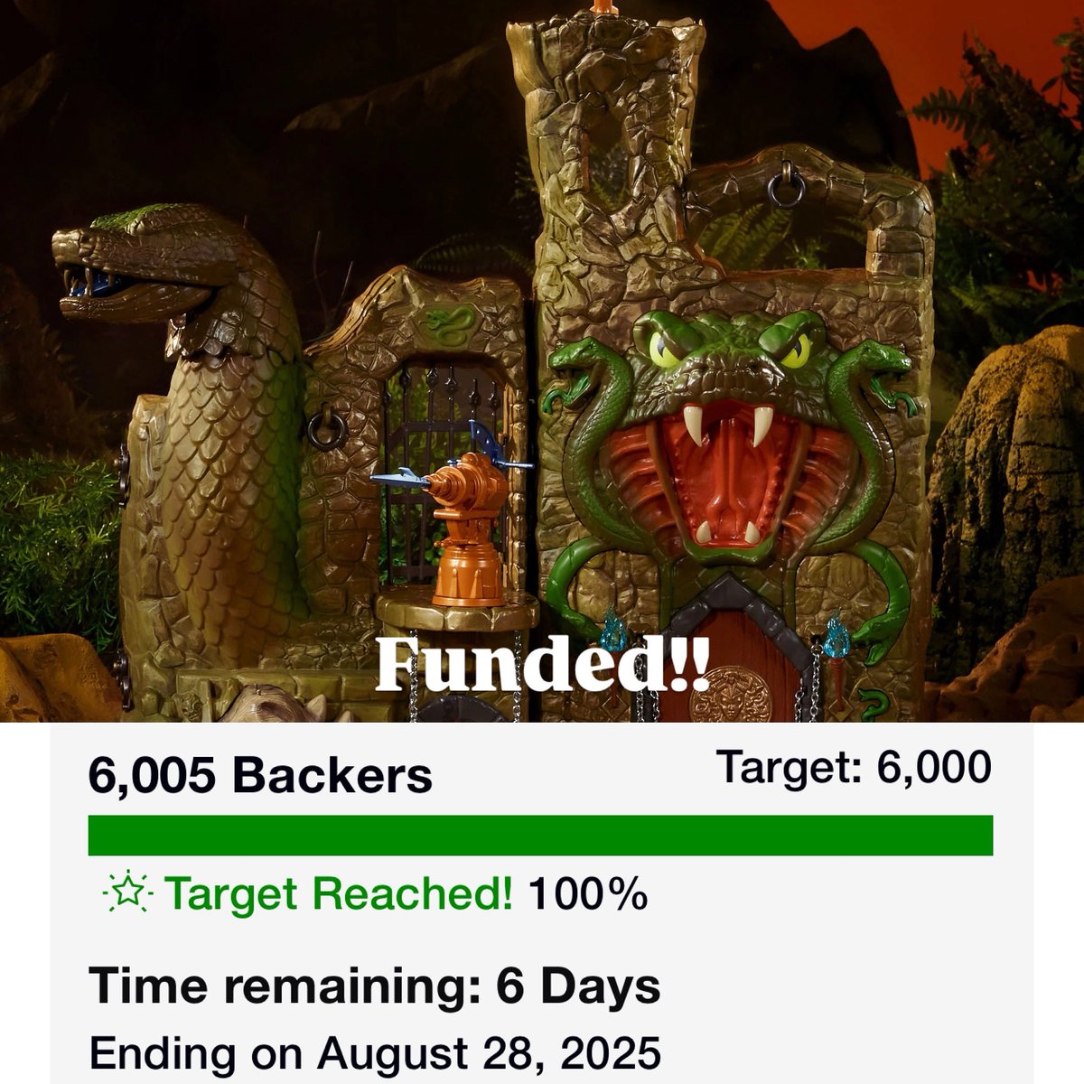 Toyhuntersholl2's tweet photo. FUNDED!! The Snake Lair moves forward and becomes the first NEW playset for MOTU in Decades!
#crowdfunding #snakes #motu #worldbuilding #heman #snakemen #funded #hemanandthemastersoftheuniverse #slither #snakelair #motuorigins #mastersoftheuniverse
#80stoys #80scartoons https://t.co/aOYEDoknzw