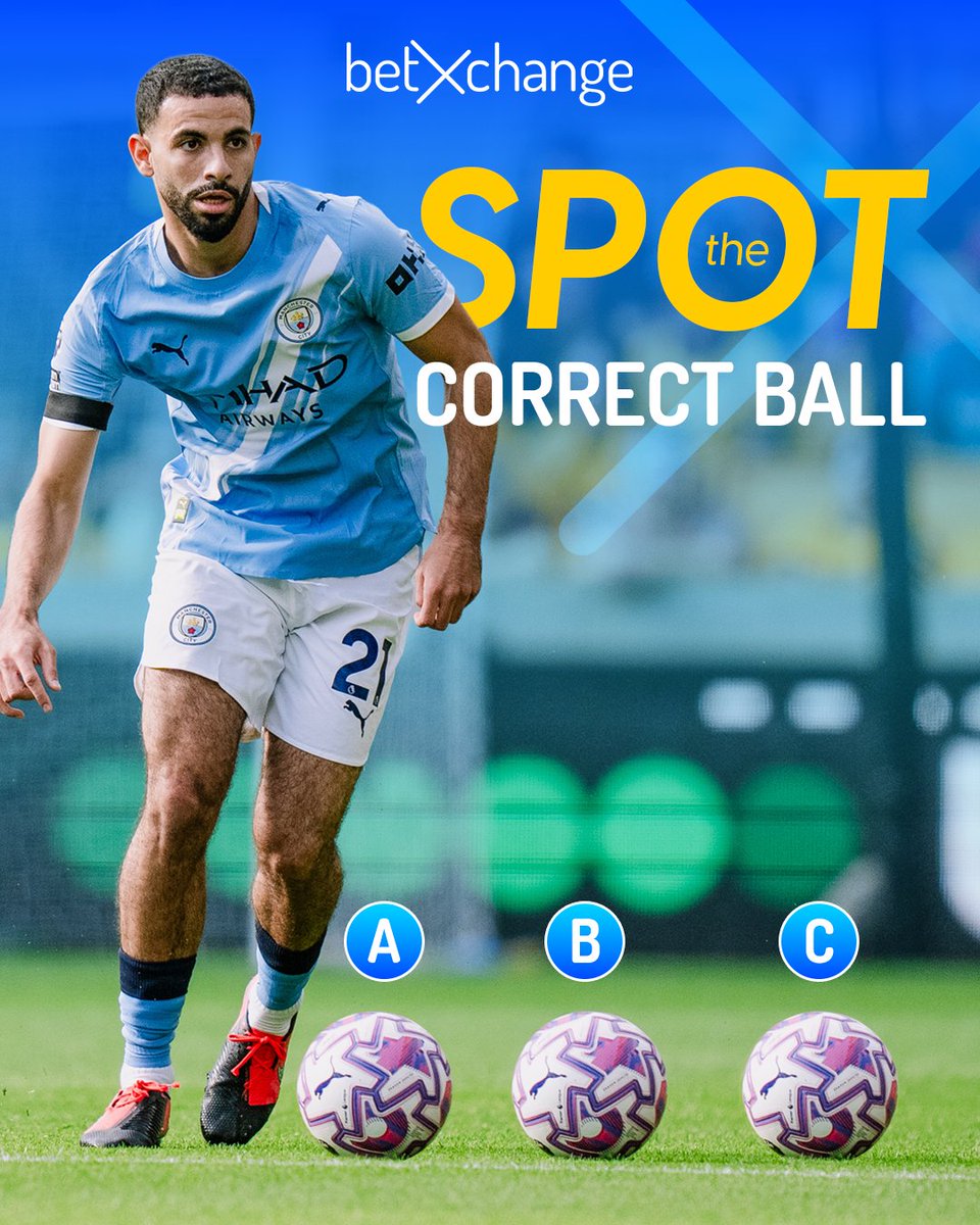 betXchange's tweet photo. Man City vs Spurs. 🔥
Find the correct ball, if you can. 🔎
Comment ⚽ if you think you got it.
#ManCity #Spurs #EPL #PremierLeague #Findtheball #Betxchange https://t.co/w89ge4jXE2