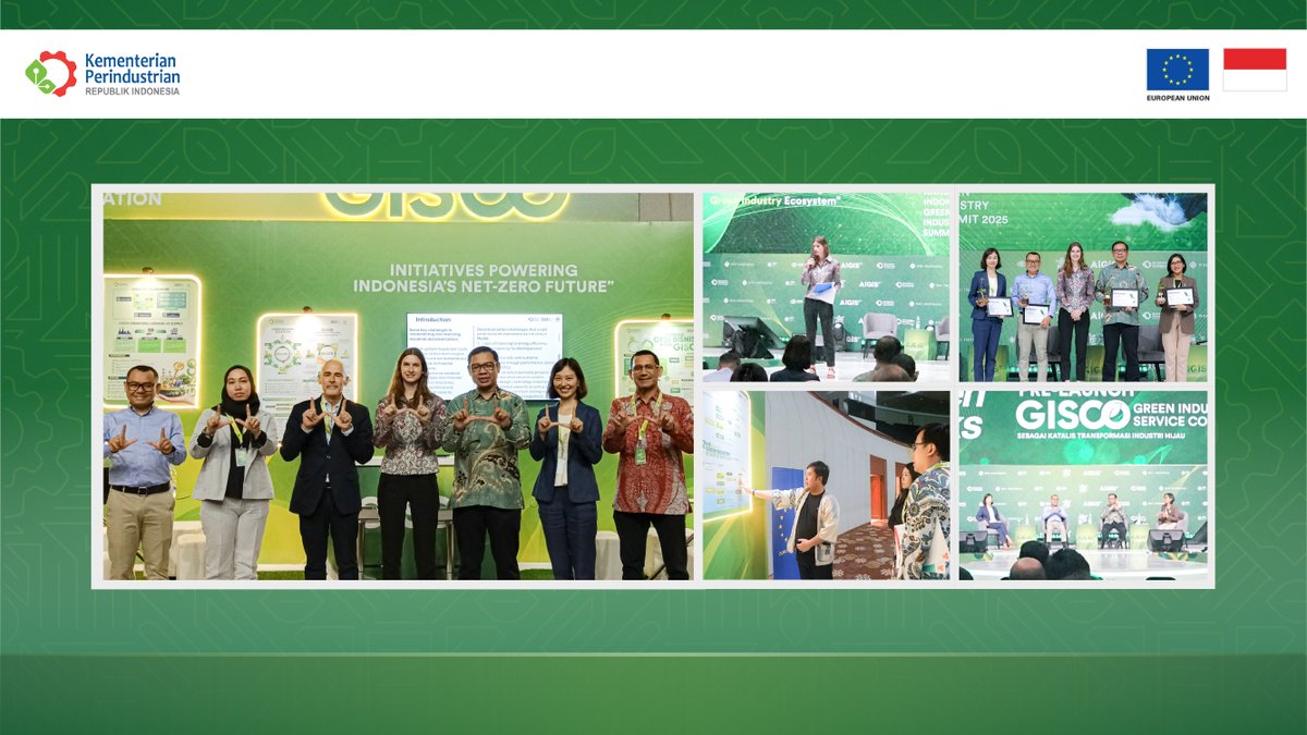 The EU and the Ministry of Industry launched the Green Industry Services Company (GISCO) Framework at the 2nd Annual Indonesia Green Industry Summit 2025 in Jakarta.
GISCO enhances efficiency, reduces waste and drives innovation, reaffirming the EU’s commitment to climate action.