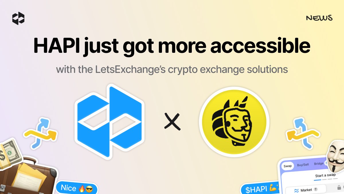 letsexchange_io's tweet image. 🚀 HAPI Protocol (@i_am_hapi_one) integrates @letsexchange_io to streamline token swaps for its growing community.

Users can now seamlessly swap $HAPI and 5,000+ other assets – all in one place. This integration supports a safer and more accessible DeFi future.

🔗 Read more:…